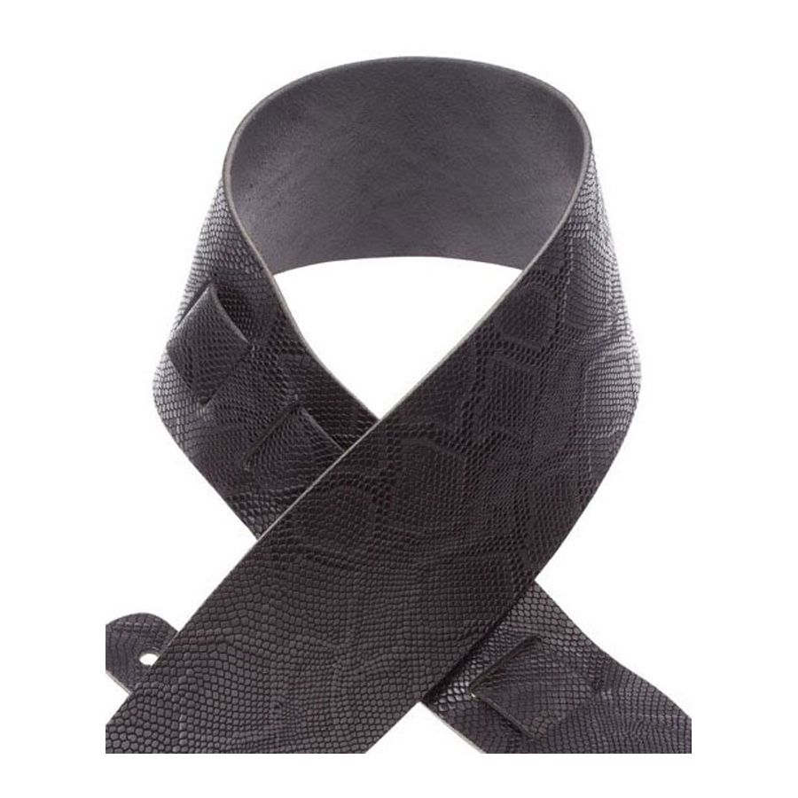 Sangle Holes HC cuir noir embossé Serpent 8cm Magrabo
