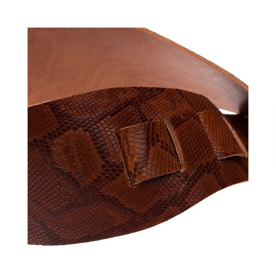 Sangle Holes HC cuir marron embossé Serpent 8cm Magrabo