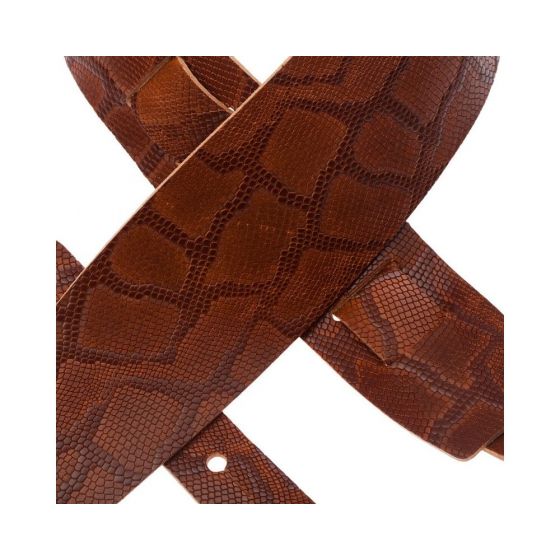 Sangle Holes HC cuir marron embossé Serpent 8cm Magrabo