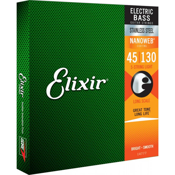 Cordes basse Elixir Nanoweb médium light  45-130 5 cordes