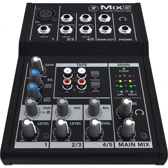 Console de mixage compacte 5 canaux, 8 entrées Mackie MIX5