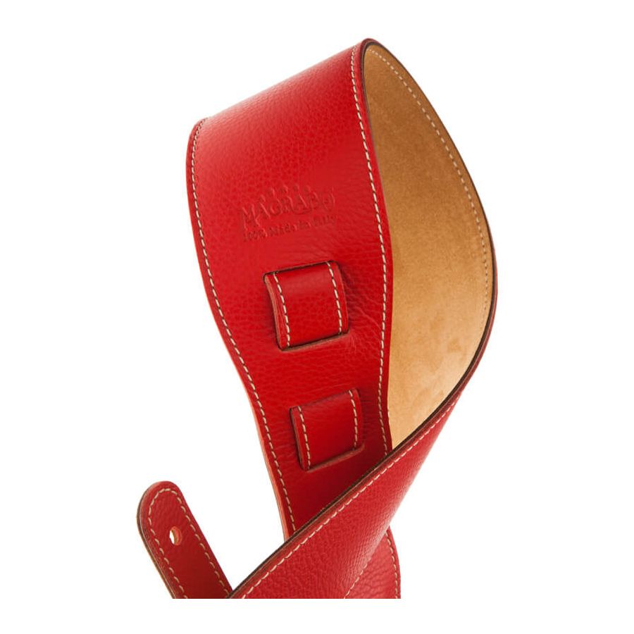 Sangle Holes HS Colors cuir rouge vénitien cousu 8cm Magrabo