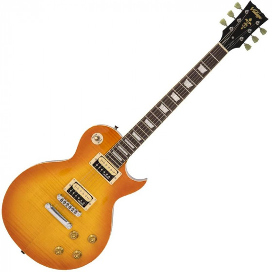 Guitare électrique Vintage V100T Reissued Series Flamed Thru Honeyburst