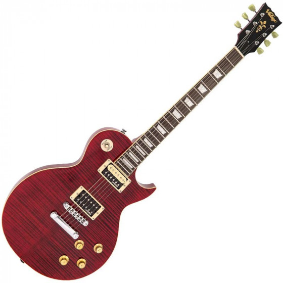 Guitare électrique Vintage V100T Reissued Series Flamed Trans Wine Red