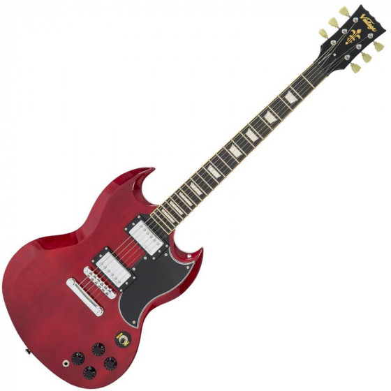Guitare électrique Vintage VS6 type SG Reissued Series rouge cerise