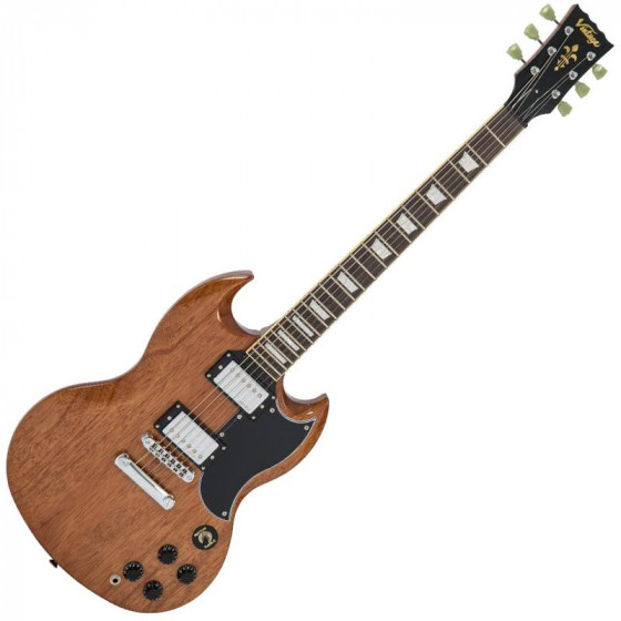Guitare électrique Vintage VS6M type SG Reissued Series acajou naturel