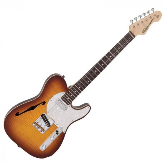 Guitare électrique Vintage V72 Reissued Custom Spec TL  Flame Tobacco Burst