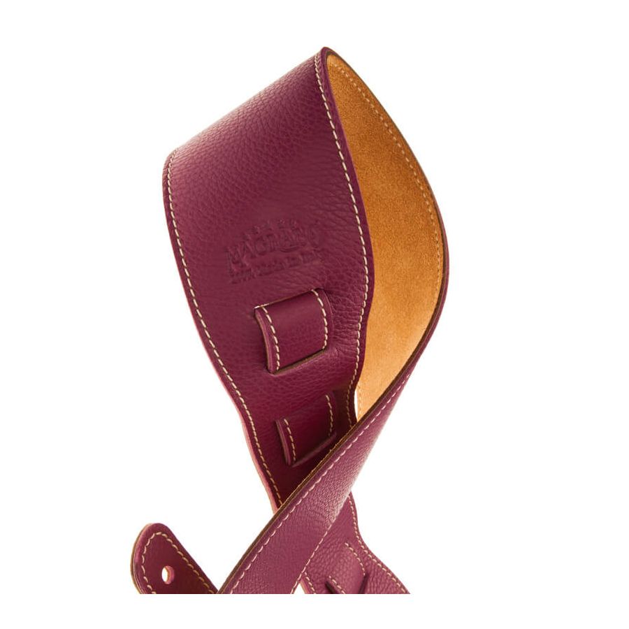 Sangle Holes HS Colors cuir prune cousu 8cm Magrabo