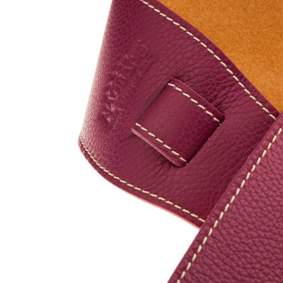 Sangle Holes HS Colors cuir prune cousu 8cm Magrabo