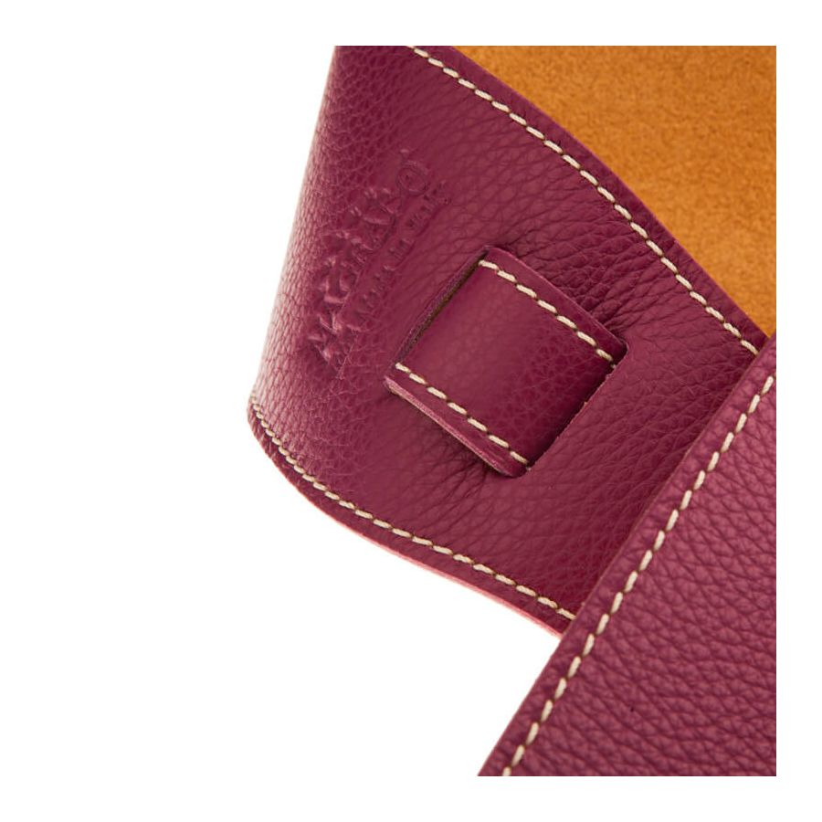 Sangle Holes HS Colors cuir prune cousu 8cm Magrabo