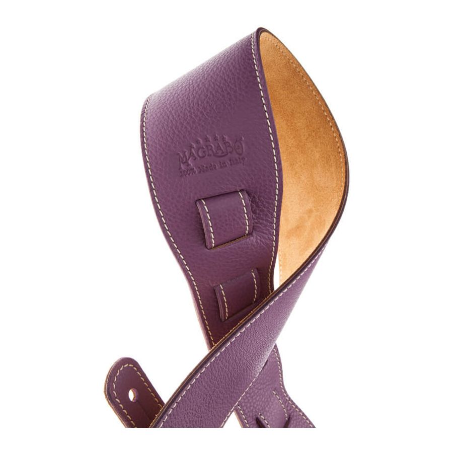 Sangle Holes HS Colors cuir améthyste cousu 8cm Magrabo
