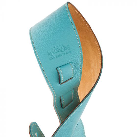 Sangle Holes HS Colors cuir aquamarine cousu 8cm Magrabo