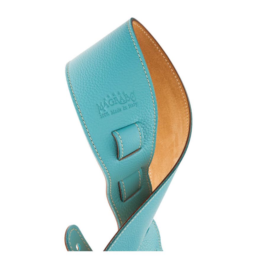 Sangle Holes HS Colors cuir aquamarine cousu 8cm Magrabo