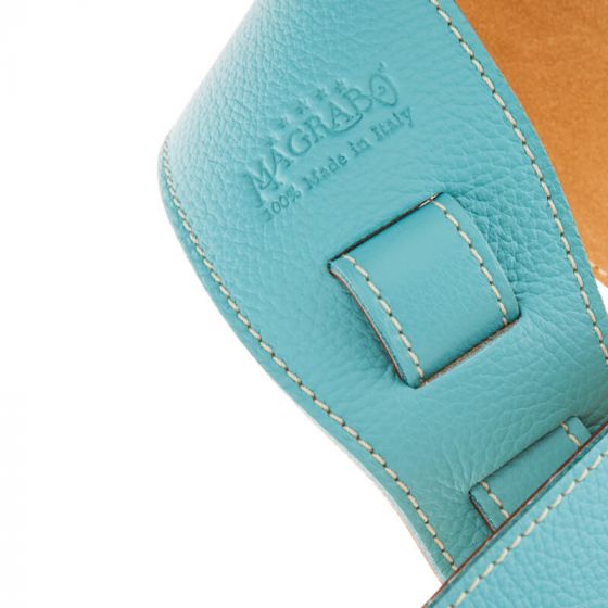Sangle Holes HS Colors cuir aquamarine cousu 8cm Magrabo