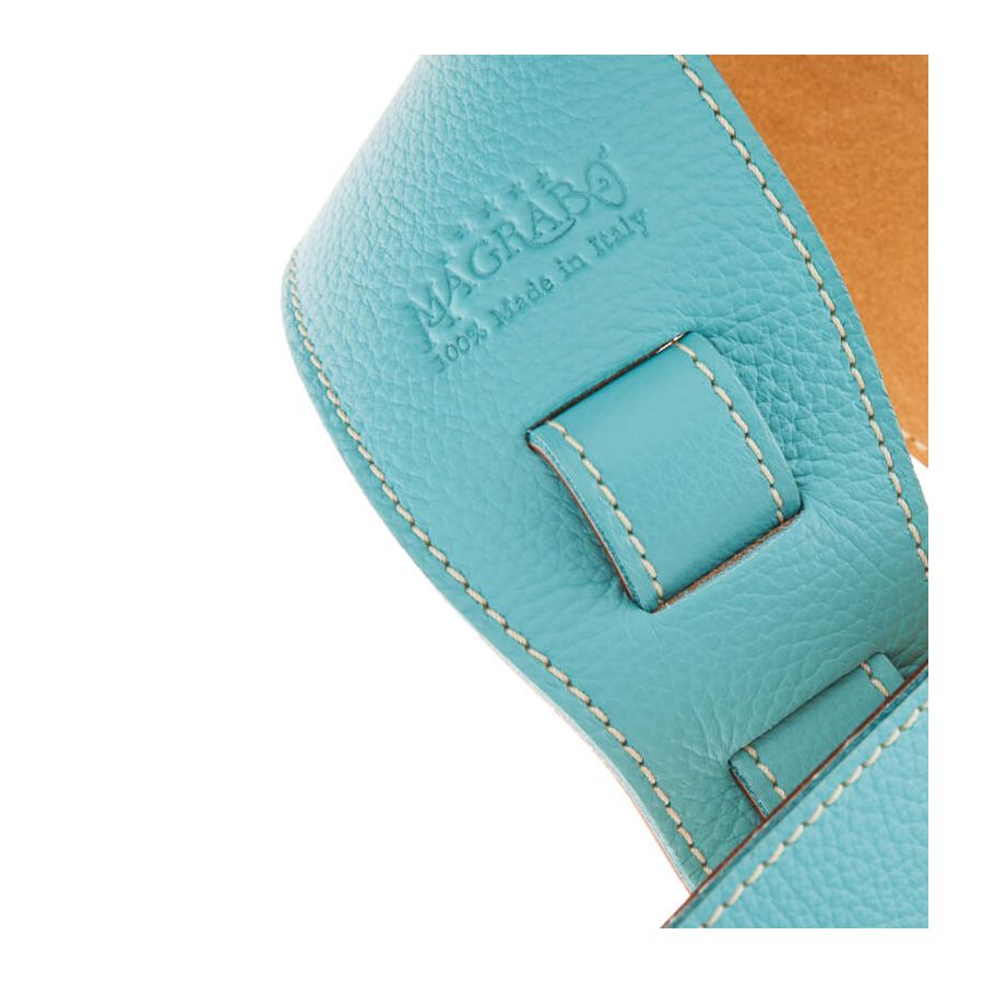 Sangle Holes HS Colors cuir aquamarine cousu 8cm Magrabo