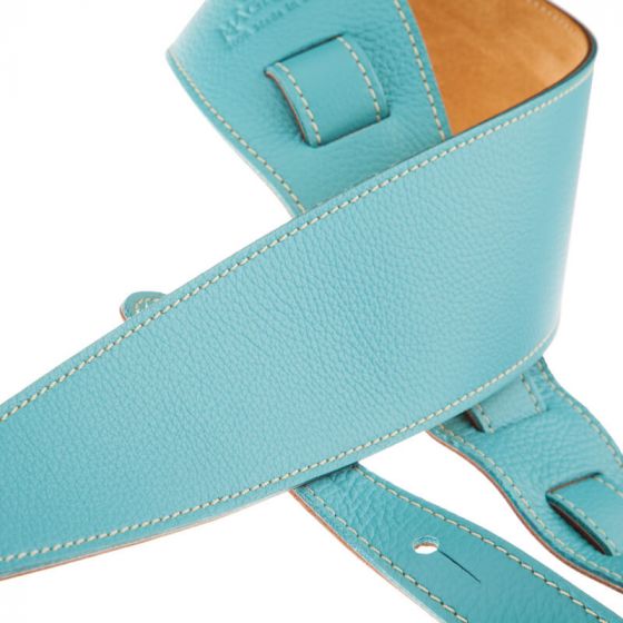 Sangle Holes HS Colors cuir aquamarine cousu 8cm Magrabo