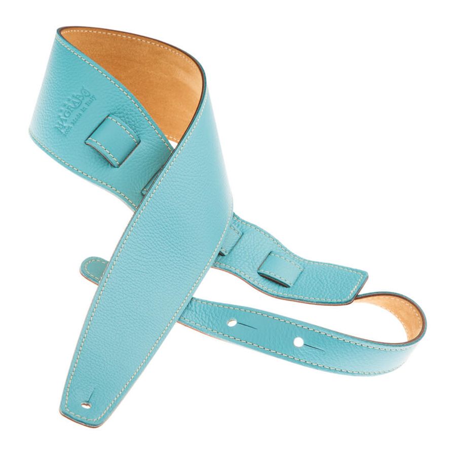 Sangle Holes HS Colors cuir aquamarine cousu 8cm Magrabo