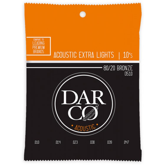 Cordes guitare acoustique Darco Extra Light 80/20 bronze