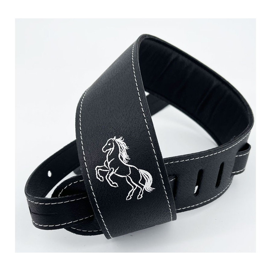 Sangle rembourrée cuir végane noir motif Cheval STEFY LINE SLST604B Sangle rembourrée cuir végane noir motif Cheval STEFY LINE SLST604B