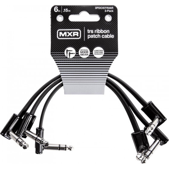 Mini cable patch Ribbon MXR Slim Jack stéréo 15cm 3PDCISTR06R (lot de 3)