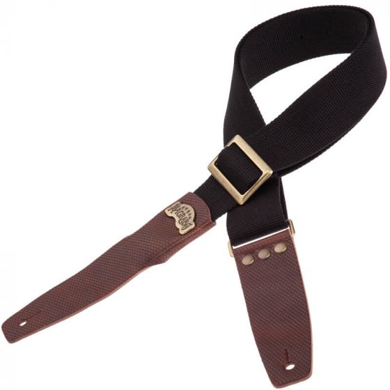 Sangle SC Coton et cuir noir-marron 5cm Magrabo
