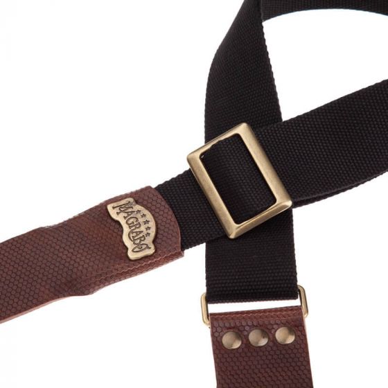 Sangle SC Coton et cuir noir-marron 5cm Magrabo
