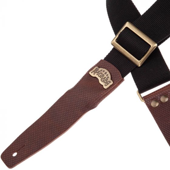 Sangle SC Coton et cuir noir-marron 5cm Magrabo