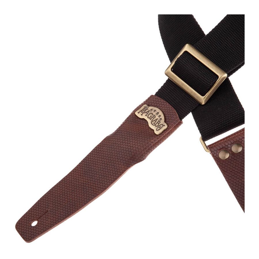 Sangle SC Coton et cuir noir-marron 5cm Magrabo