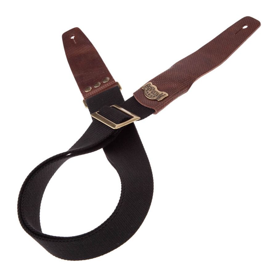 Sangle SC Coton et cuir noir-marron 5cm Magrabo