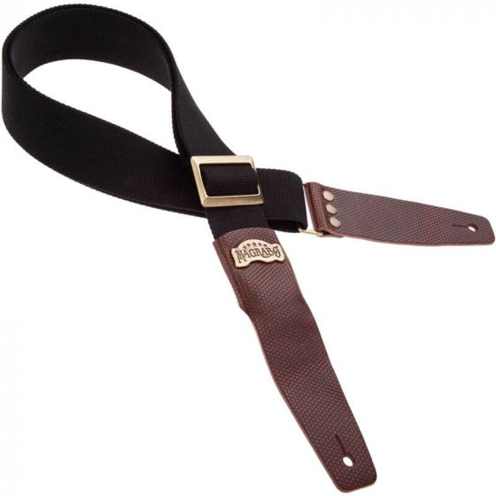 Sangle SC Coton et cuir noir-marron 5cm Magrabo