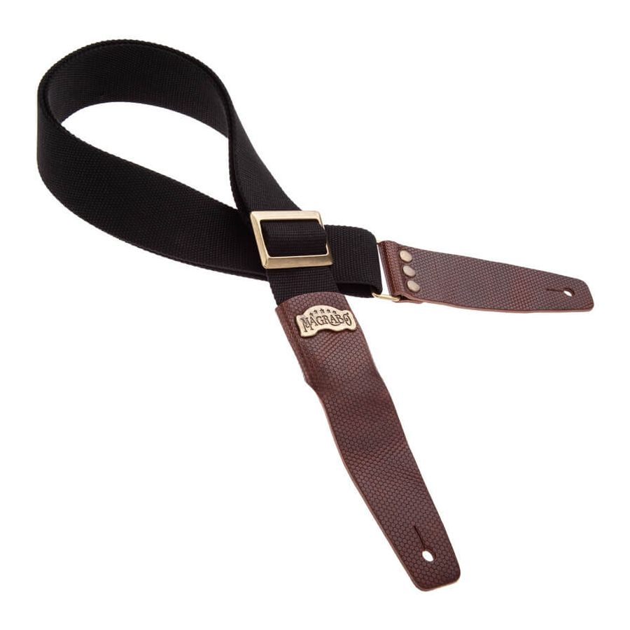Sangle SC Coton et cuir noir-marron 5cm Magrabo