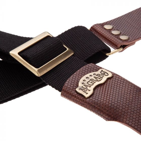 Sangle SC Coton et cuir noir-marron 5cm Magrabo