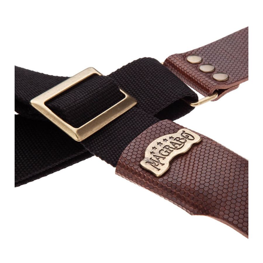 Sangle SC Coton et cuir noir-marron 5cm Magrabo
