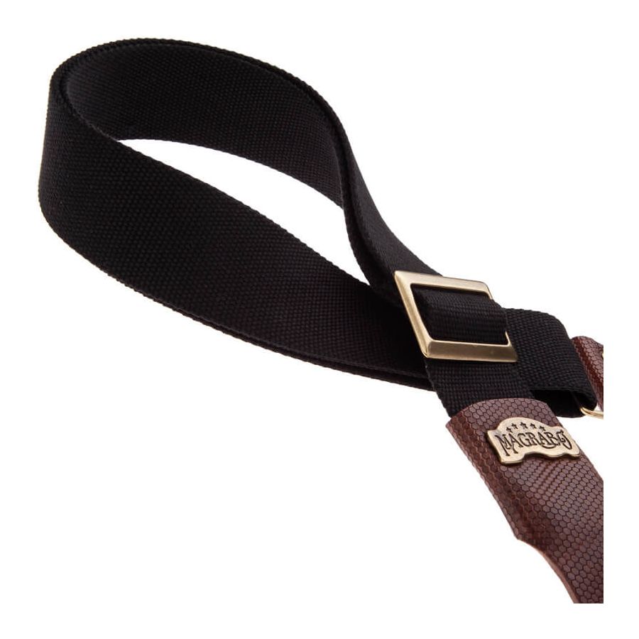 Sangle SC Coton et cuir noir-marron 5cm Magrabo