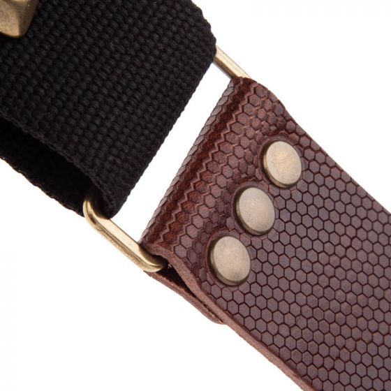 Sangle SC Coton et cuir noir-marron 5cm Magrabo