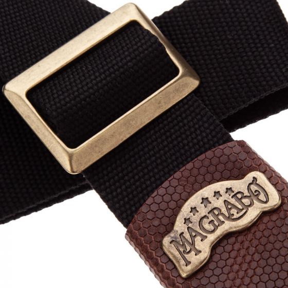 Sangle SC Coton et cuir noir-marron 5cm Magrabo