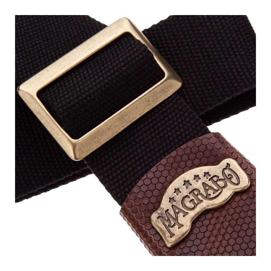 Sangle SC Coton et cuir noir-marron 5cm Magrabo