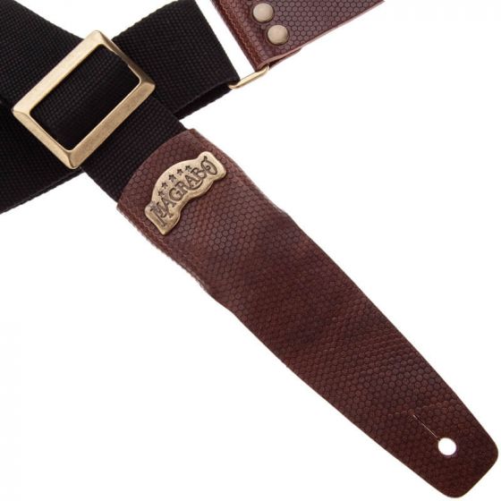 Sangle SC Coton et cuir noir-marron 5cm Magrabo
