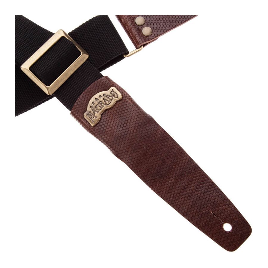 Sangle SC Coton et cuir noir-marron 5cm Magrabo