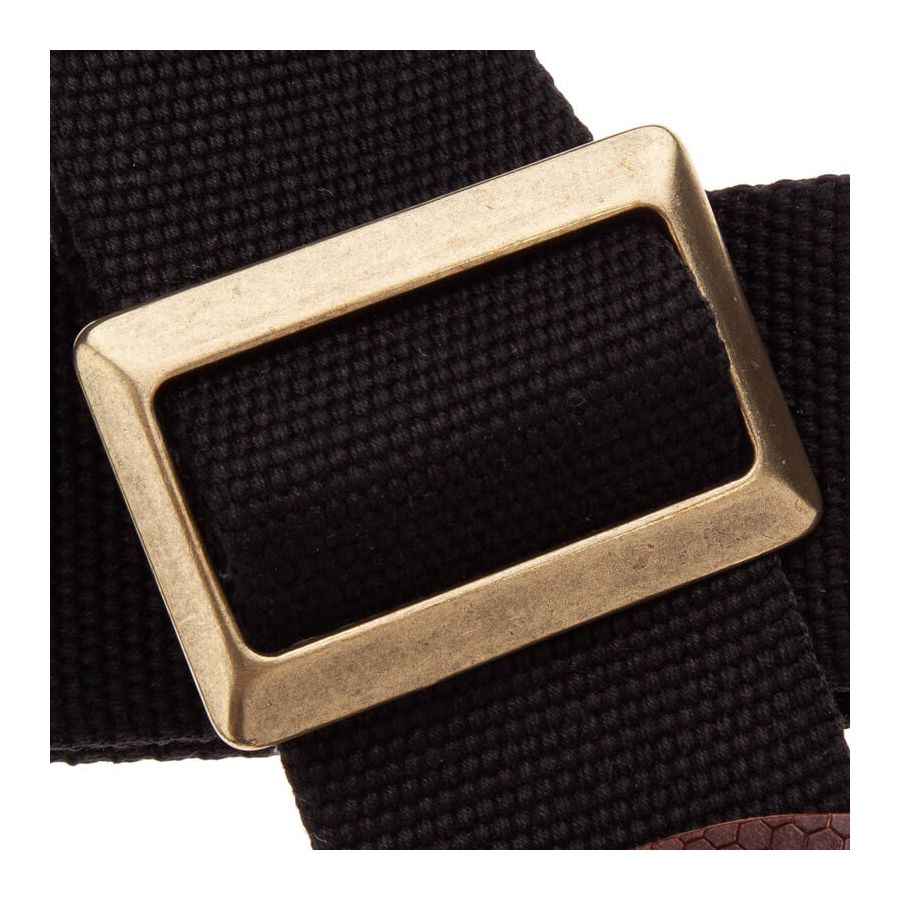 Sangle SC Coton et cuir noir-marron 5cm Magrabo