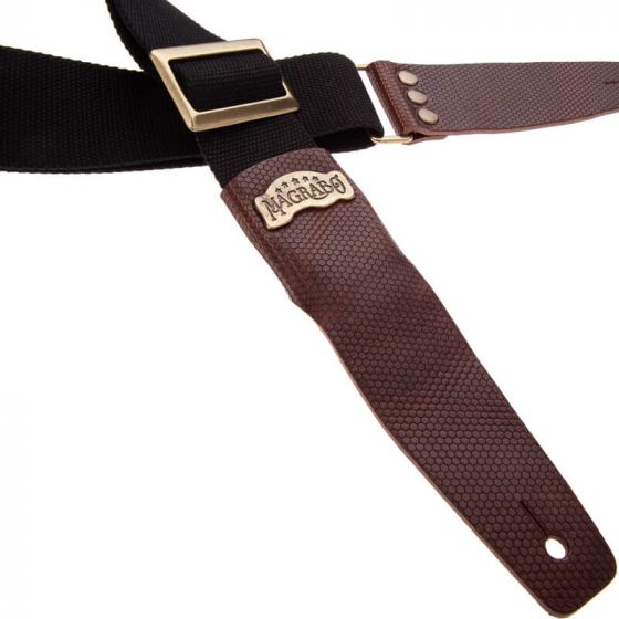 Sangle SC Coton et cuir noir-marron 5cm Magrabo