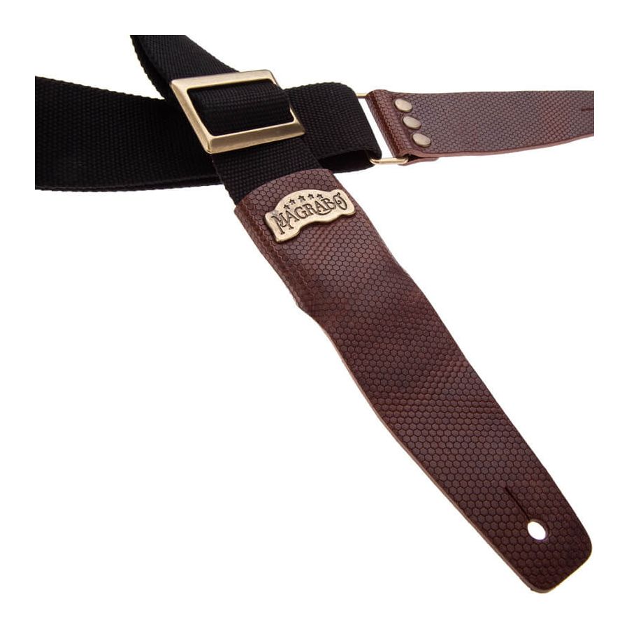 Sangle SC Coton et cuir noir-marron 5cm Magrabo