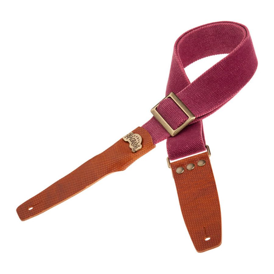 Sangle SC Coton et cuir bordeaux-marron 5cm Magrabo