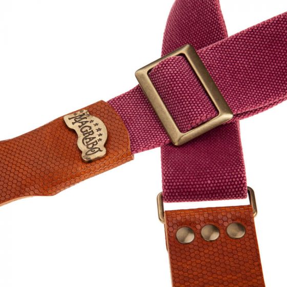 Sangle SC Coton et cuir bordeaux-marron 5cm Magrabo