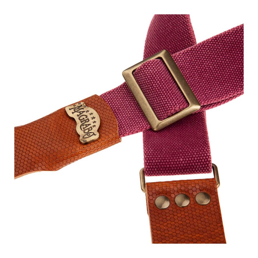 Sangle SC Coton et cuir bordeaux-marron 5cm Magrabo