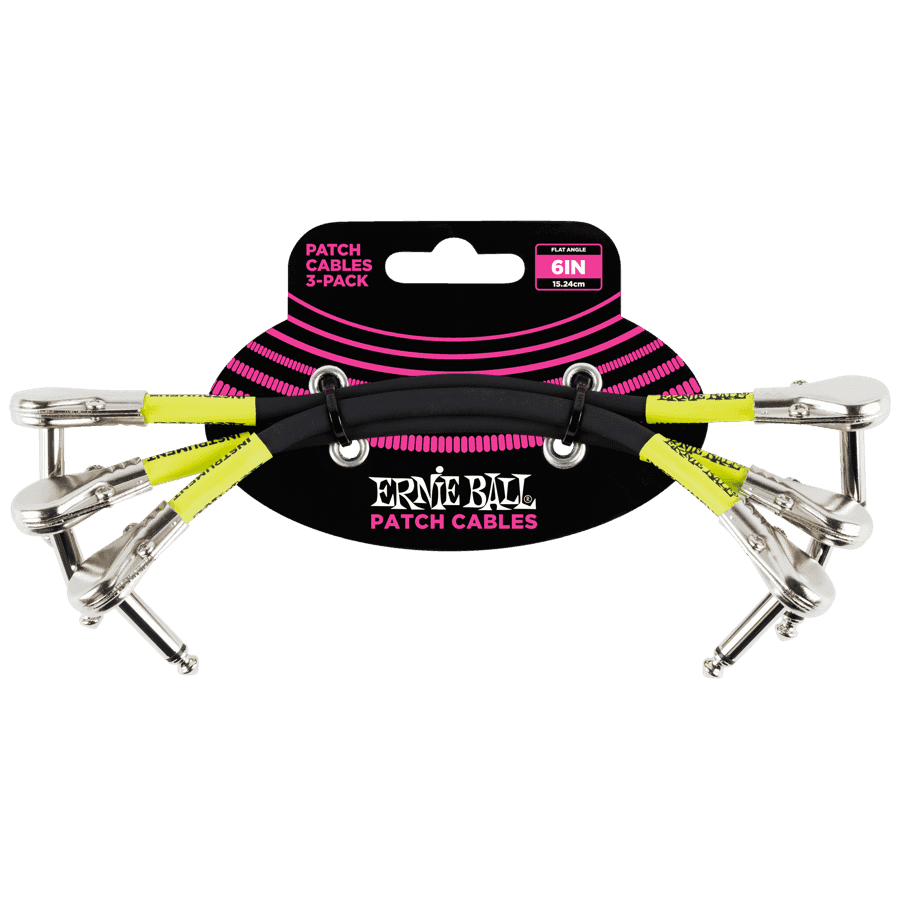 Mini cable Patch - pack de 3 - coudé fin 15 cm noir Ernie Ball Mini cable Patch - pack de 3 - coudé fin 15 cm noir Ernie Ball