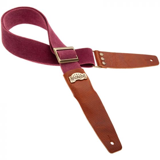 Sangle SC Coton et cuir bordeaux-marron 5cm Magrabo