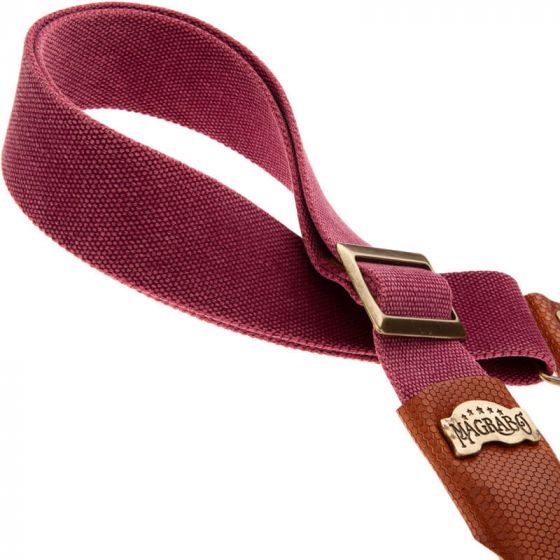 Sangle SC Coton et cuir bordeaux-marron 5cm Magrabo