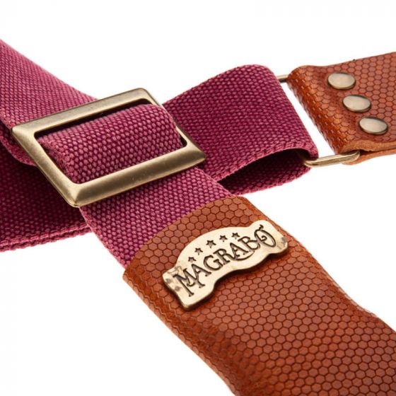 Sangle SC Coton et cuir bordeaux-marron 5cm Magrabo