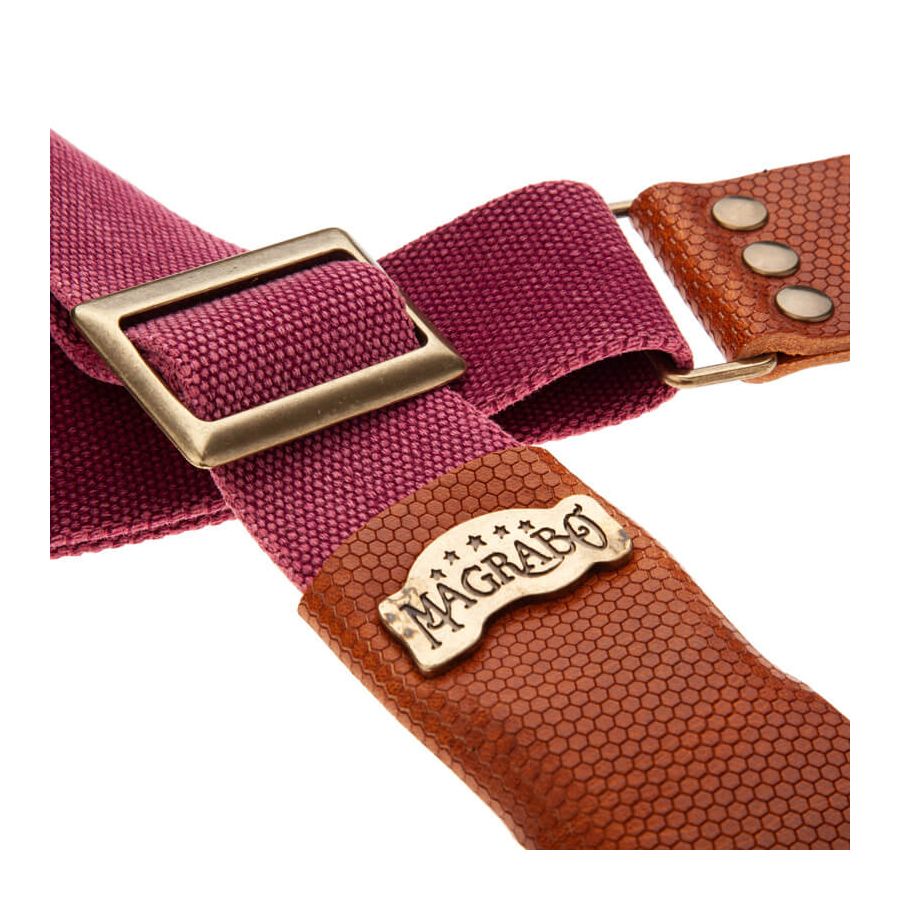 Sangle SC Coton et cuir bordeaux-marron 5cm Magrabo